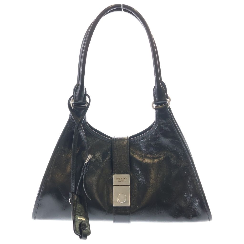Prada Soft Luxe Handbag Black Leather Silver