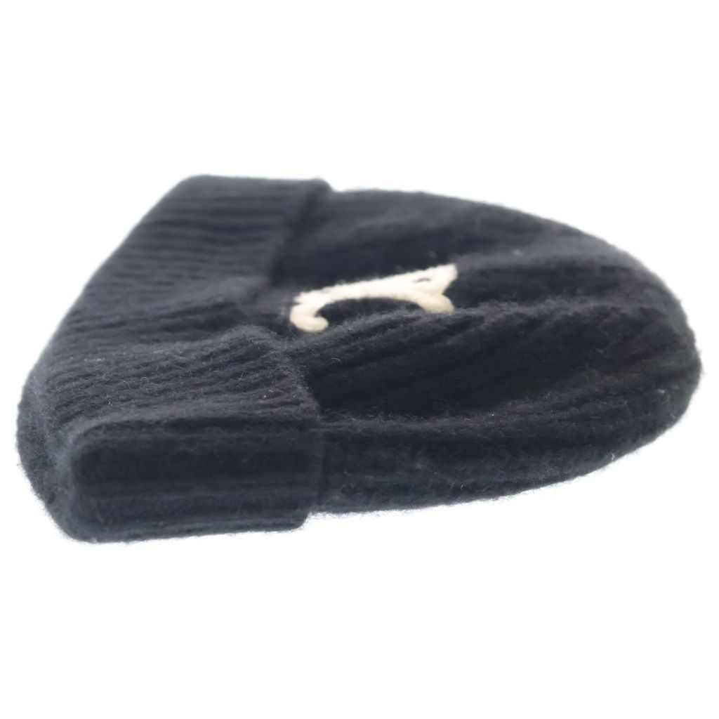 Celine Triomphe Cashmere Watch Cap Logo Patch Knit Cap Hat Black — view 3