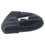 Celine Triomphe Cashmere Watch Cap Logo Patch Knit Cap Hat Black — view 3