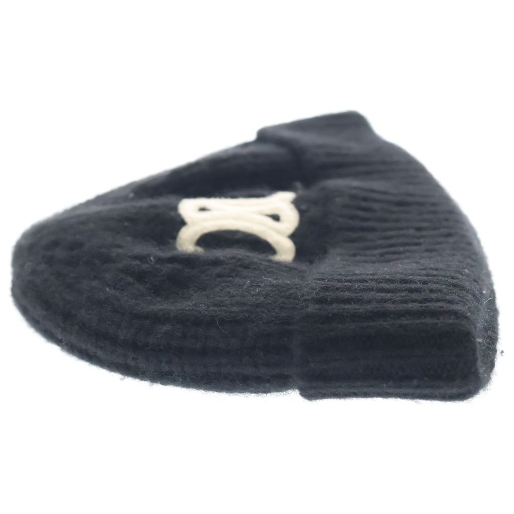 Celine Triomphe Cashmere Watch Cap Logo Patch Knit Cap Hat Black — view 4