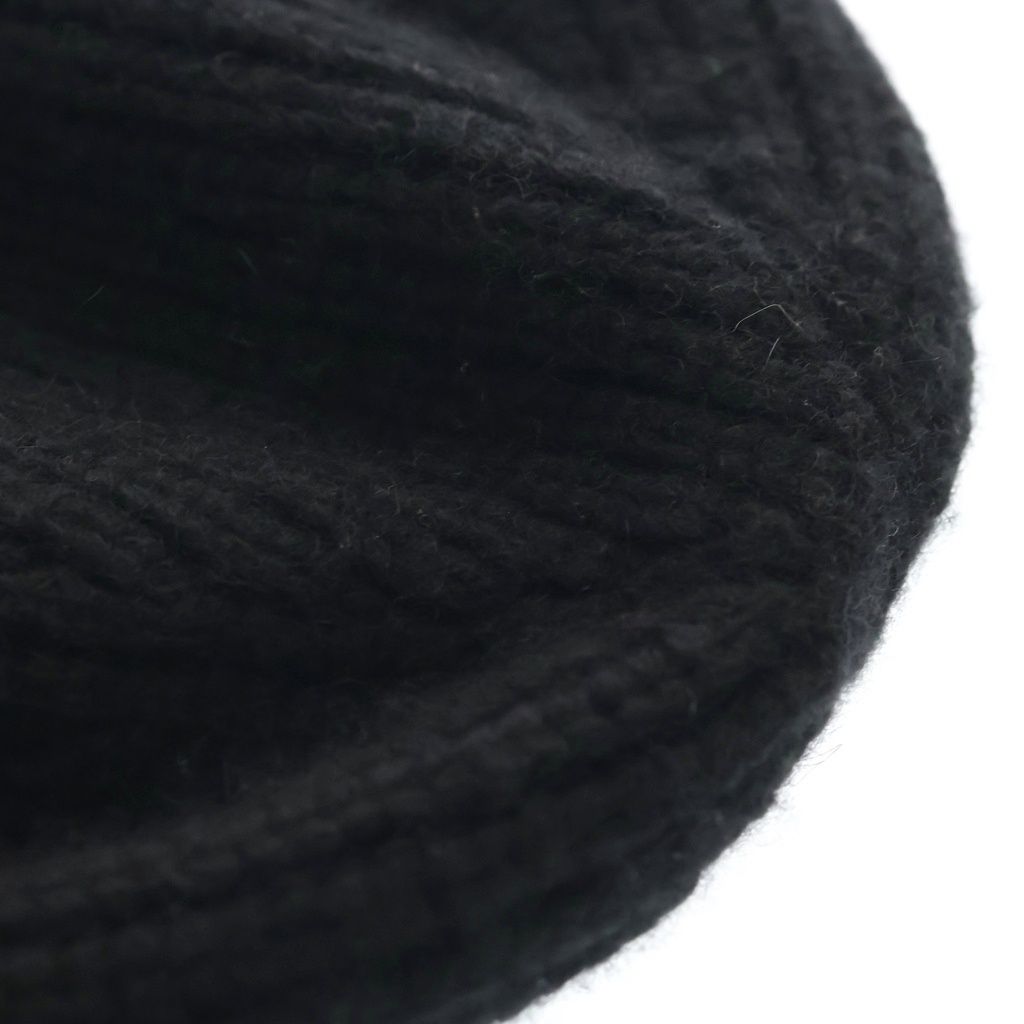Celine Triomphe Cashmere Watch Cap Logo Patch Knit Cap Hat Black — view 6