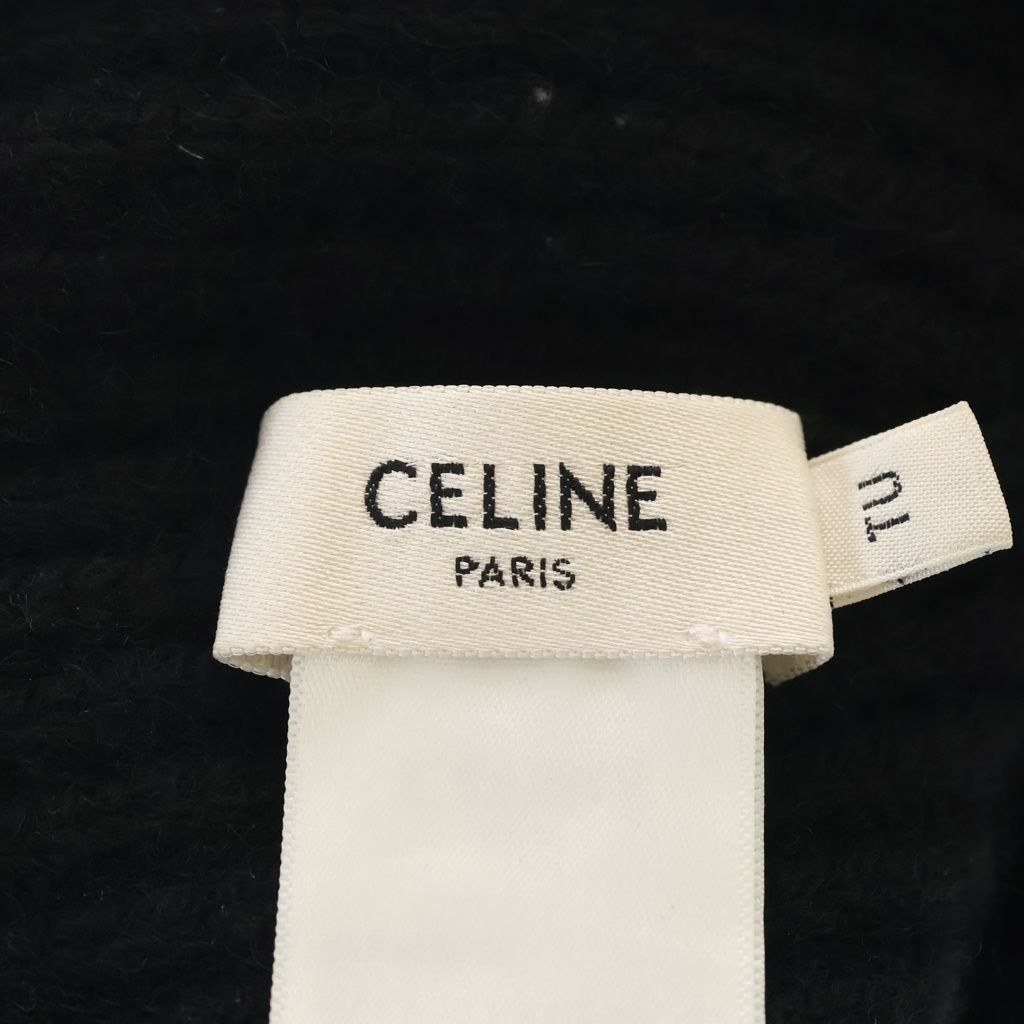 Celine Triomphe Cashmere Watch Cap Logo Patch Knit Cap Hat Black — view 7