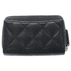 Chanel CC Logo Caviar Leather Classic Zip Coin Bath Case Wallet Black — view 2