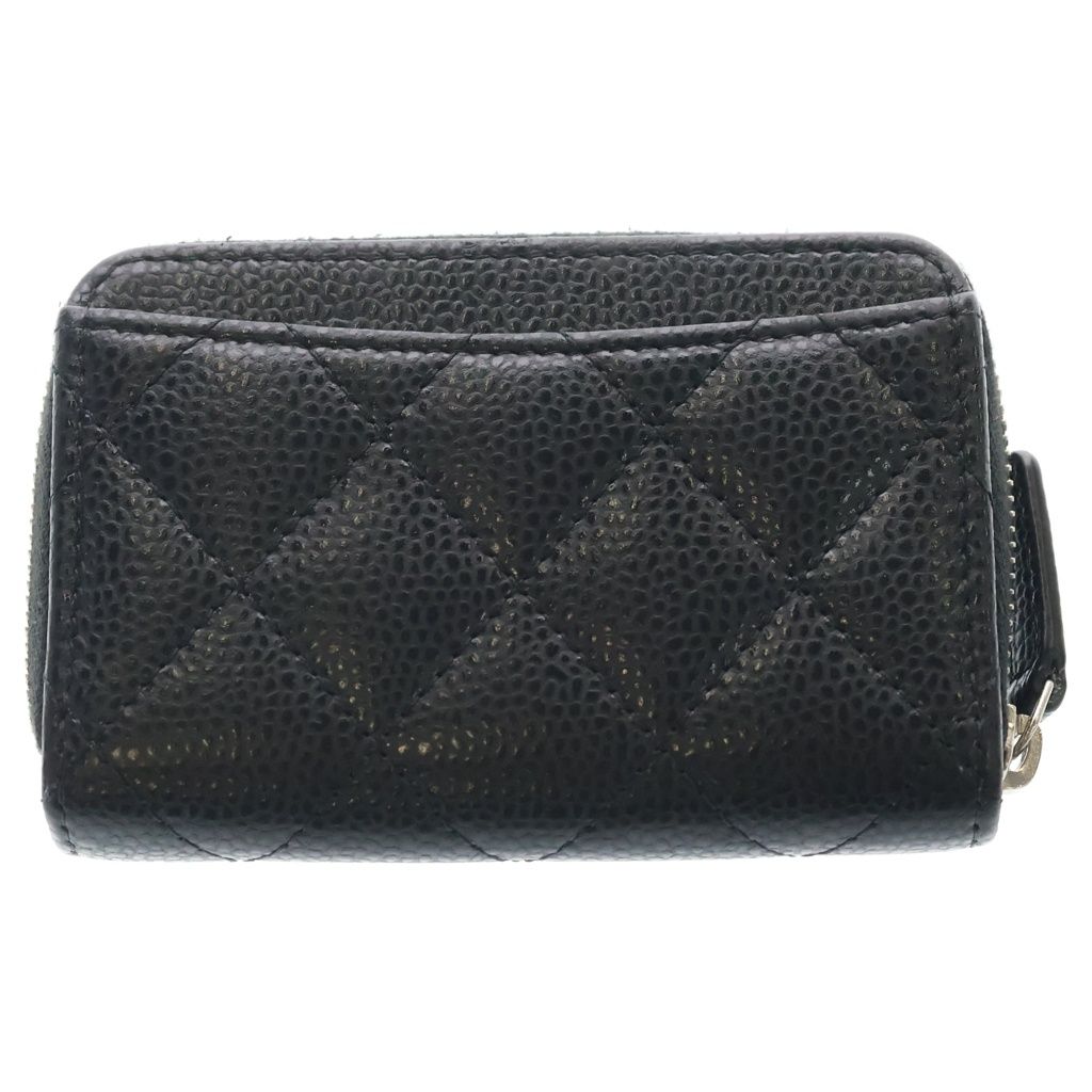 Chanel CC Logo Caviar Leather Classic Zip Coin Bath Case Wallet Black — view 2
