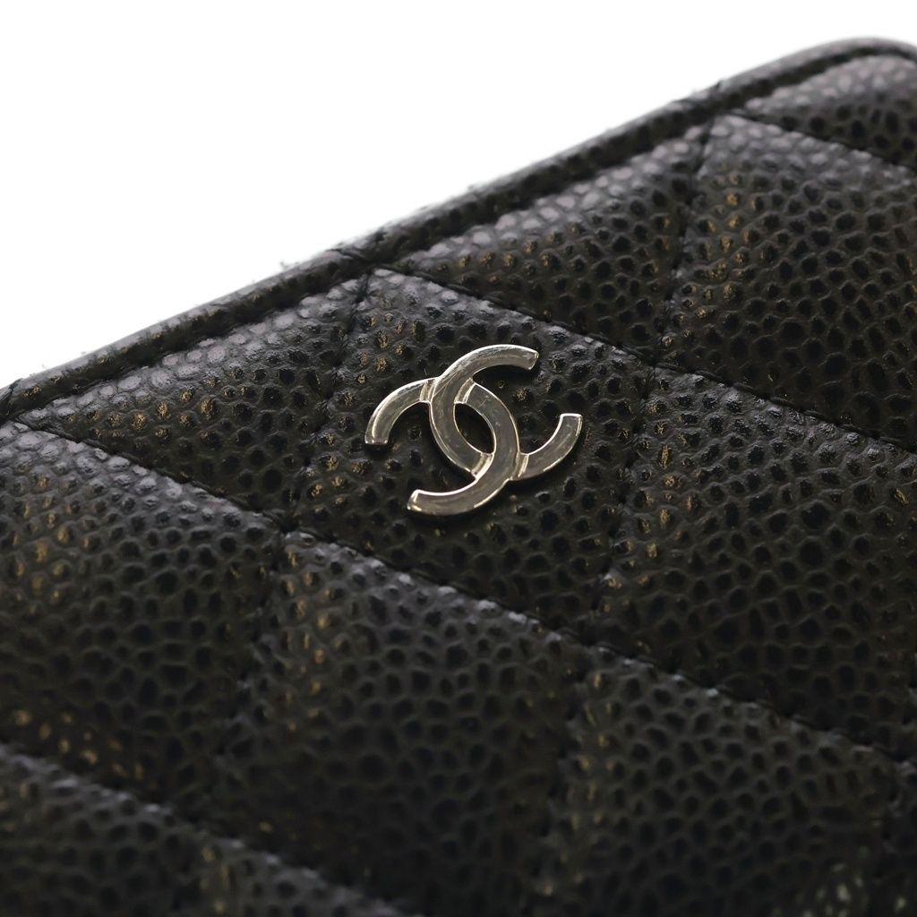 Chanel CC Logo Caviar Leather Classic Zip Coin Bath Case Wallet Black — view 5