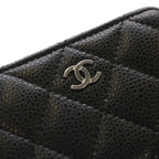 Chanel CC Logo Caviar Leather Classic Zip Coin Bath Case Wallet Black — view 5