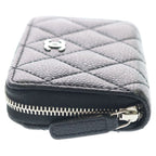 Chanel CC Logo Caviar Leather Classic Zip Coin Bath Case Wallet Black — view 3