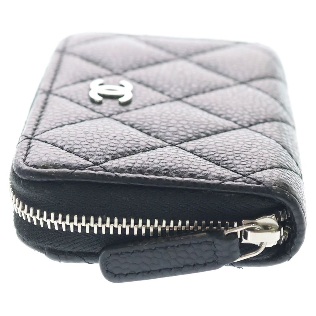 Chanel CC Logo Caviar Leather Classic Zip Coin Bath Case Wallet Black — view 3