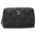 Chanel CC Logo Caviar Leather Classic Zip Coin Bath Case Wallet Black