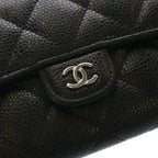 Chanel CC Logo Quilted Caviar Leather Classic Long Flap Wallet Black — view 5