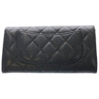 Chanel CC Logo Quilted Caviar Leather Classic Long Flap Wallet Black — view 2