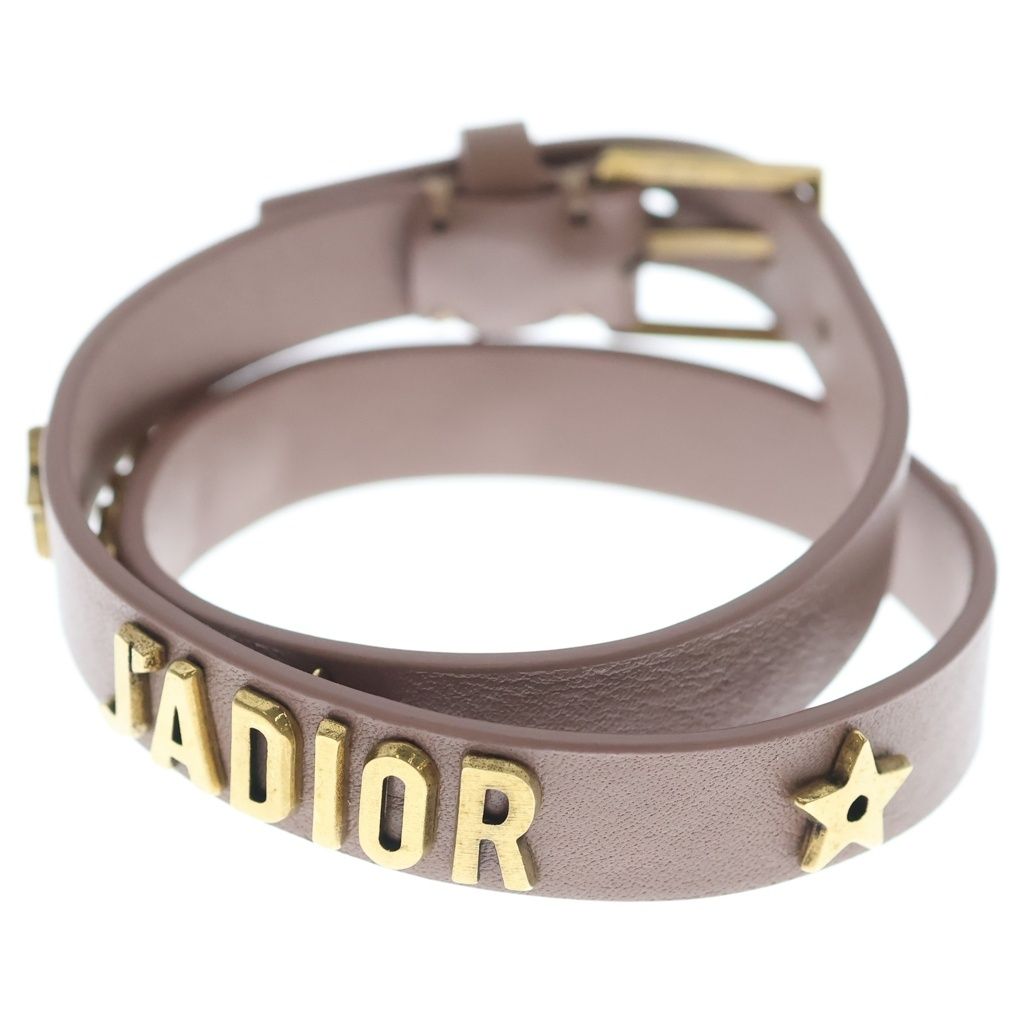 Dior Monsieur Leather Logo Bracelet Pink Gold