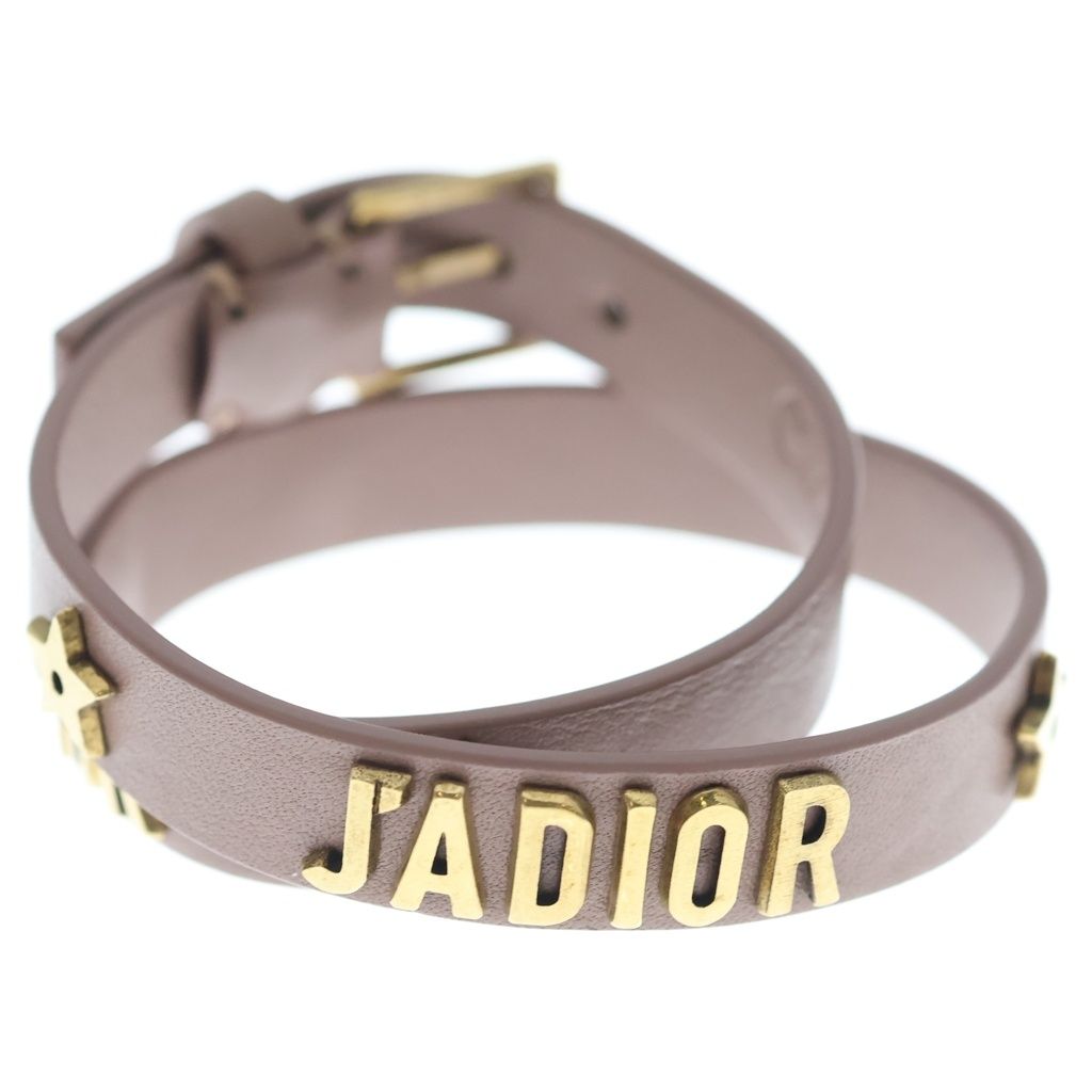 Dior Monsieur Leather Logo Bracelet Pink Gold — view 4