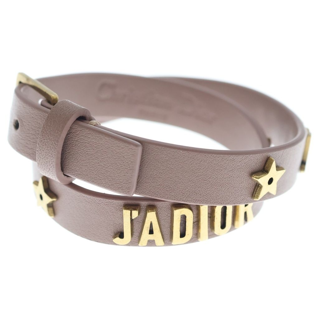 Dior Monsieur Leather Logo Bracelet Pink Gold — view 3