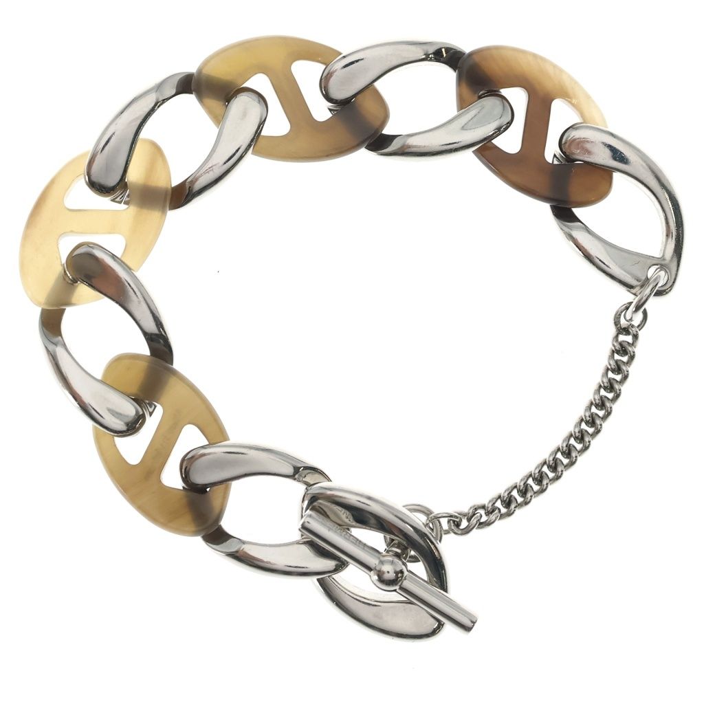 Hermes Chaine de Bracelet PM Chain Silver Brown