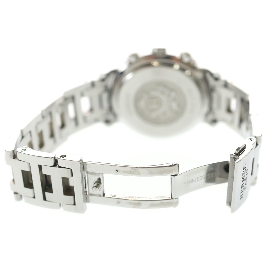 Hermes Clipper Chronograph SS Quartz Stainless Steel Watch Black Dial — view 6