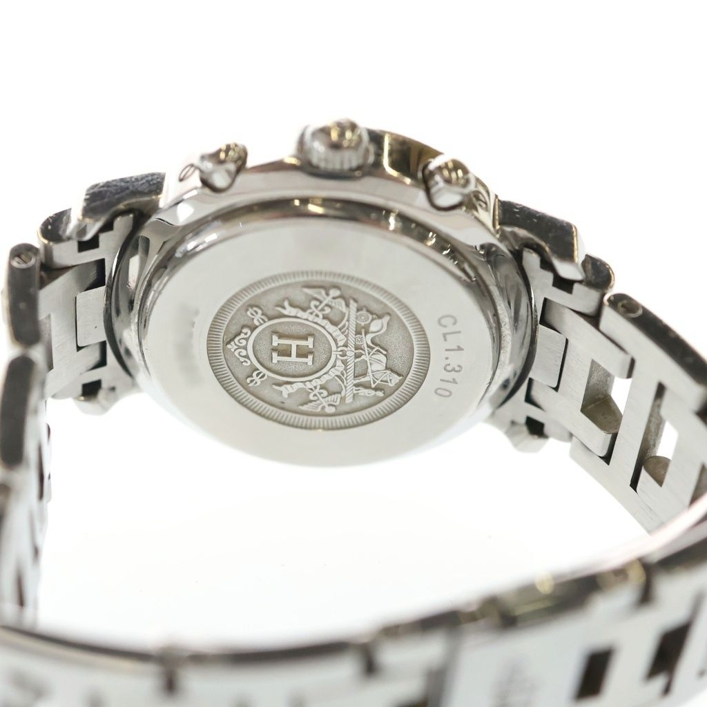Hermes Clipper Chronograph SS Quartz Stainless Steel Watch Black Dial — view 5