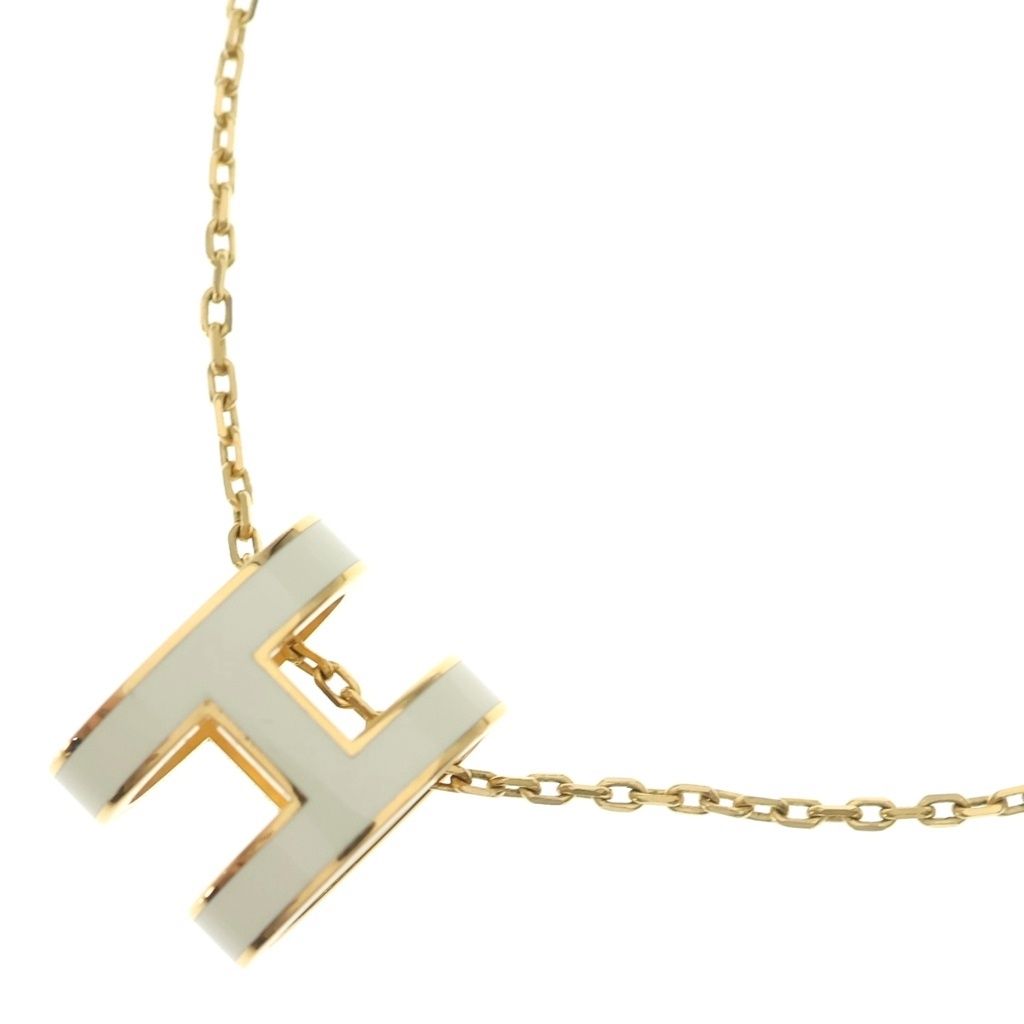 Hermes Pop Necklace Pop Logo White Gold White