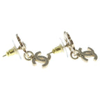 Chanel CC Logo Rhinestone Earrings Metal Gold — view 4
