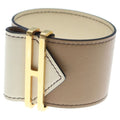 Hermes Elan Veau Swift Gold Bracelet Bangle Brown White