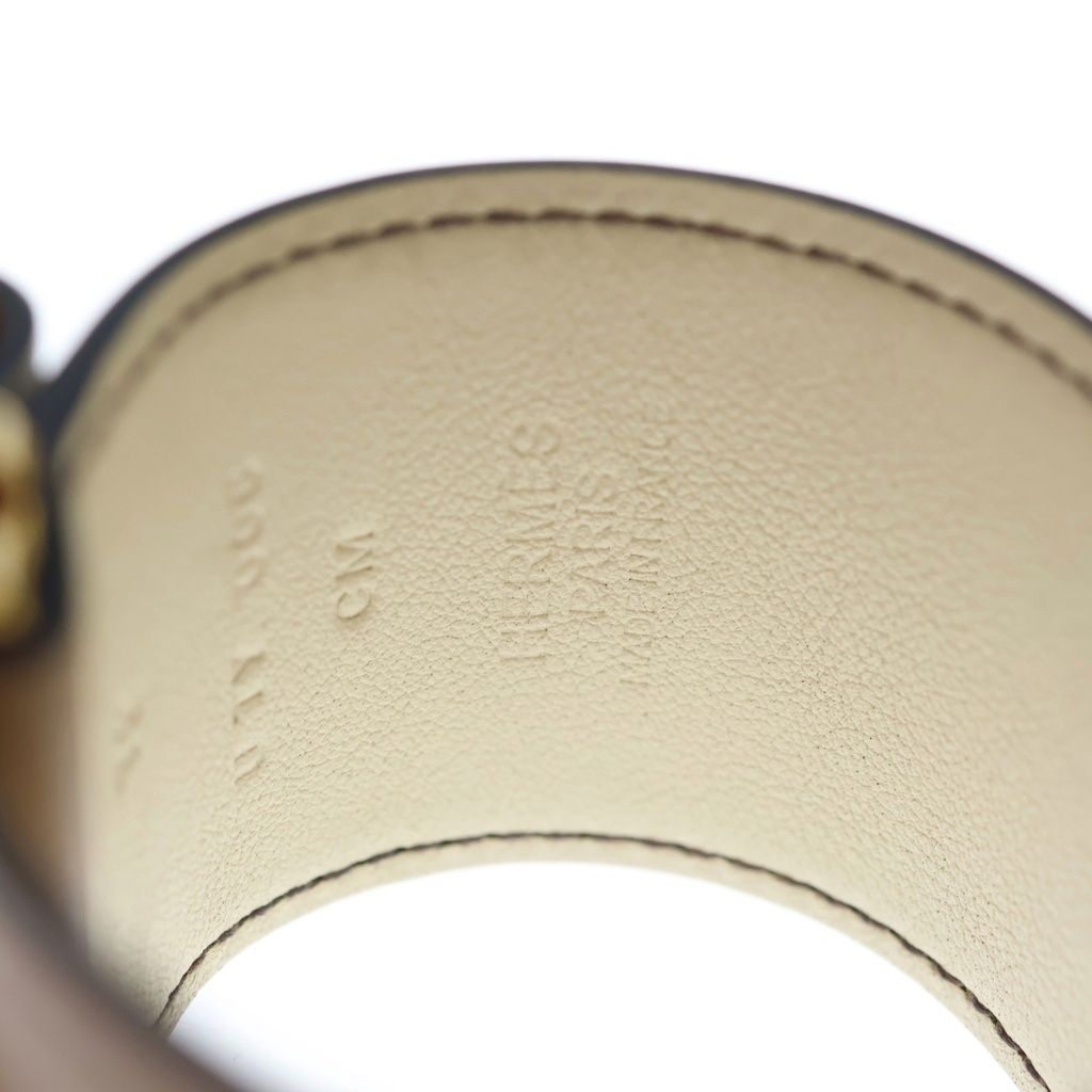 Hermes Elan Veau Swift Gold Bracelet Bangle Brown White — view 5