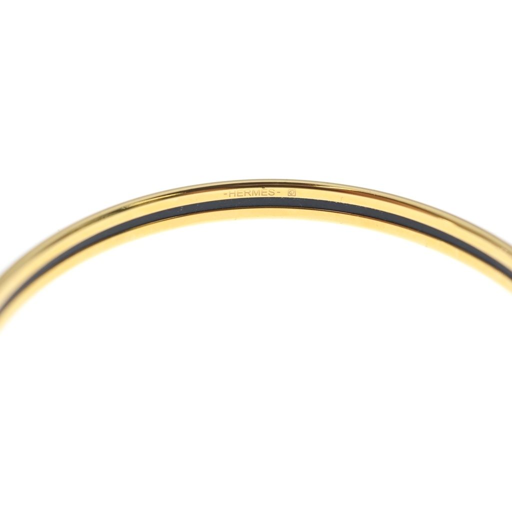 Hermes Extra Fan Enamel White Gold Bracelet Bangle White — view 5