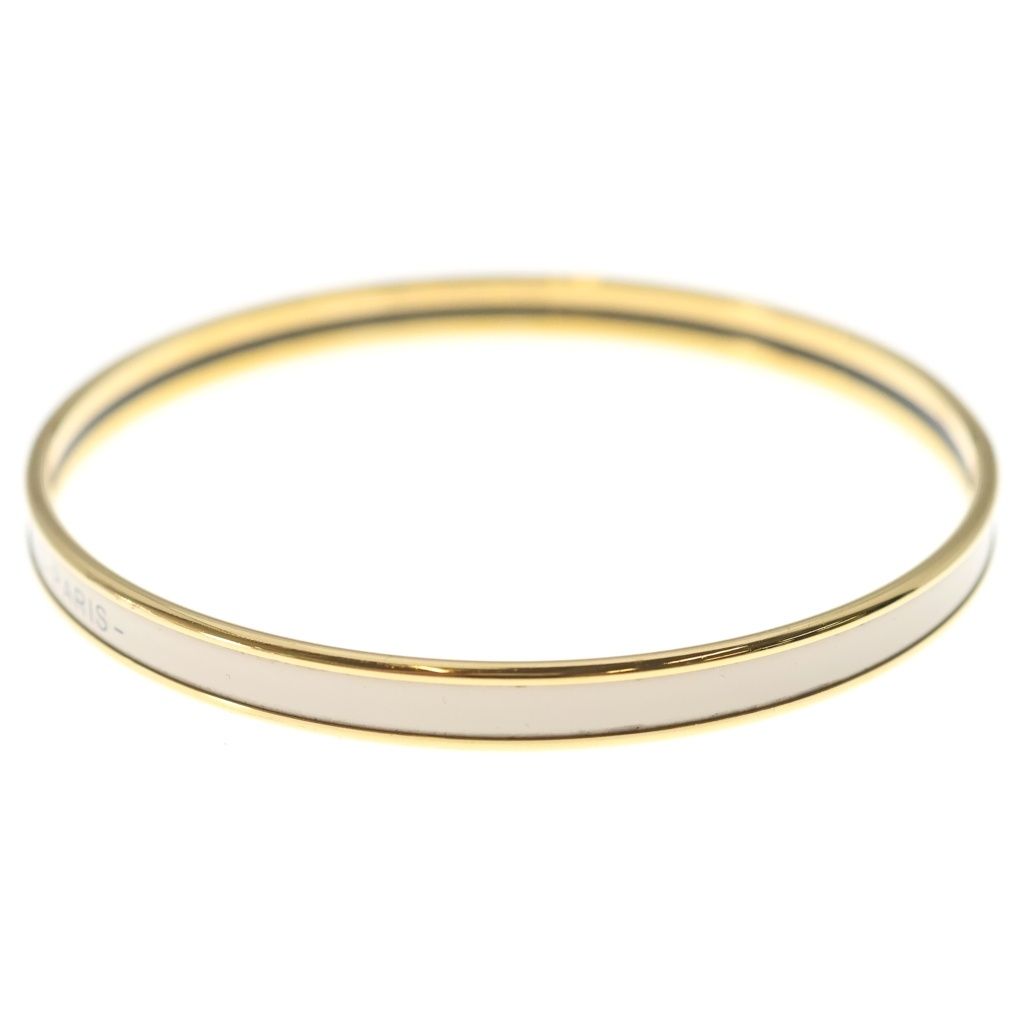 Hermes Extra Fan Enamel White Gold Bracelet Bangle White — view 3