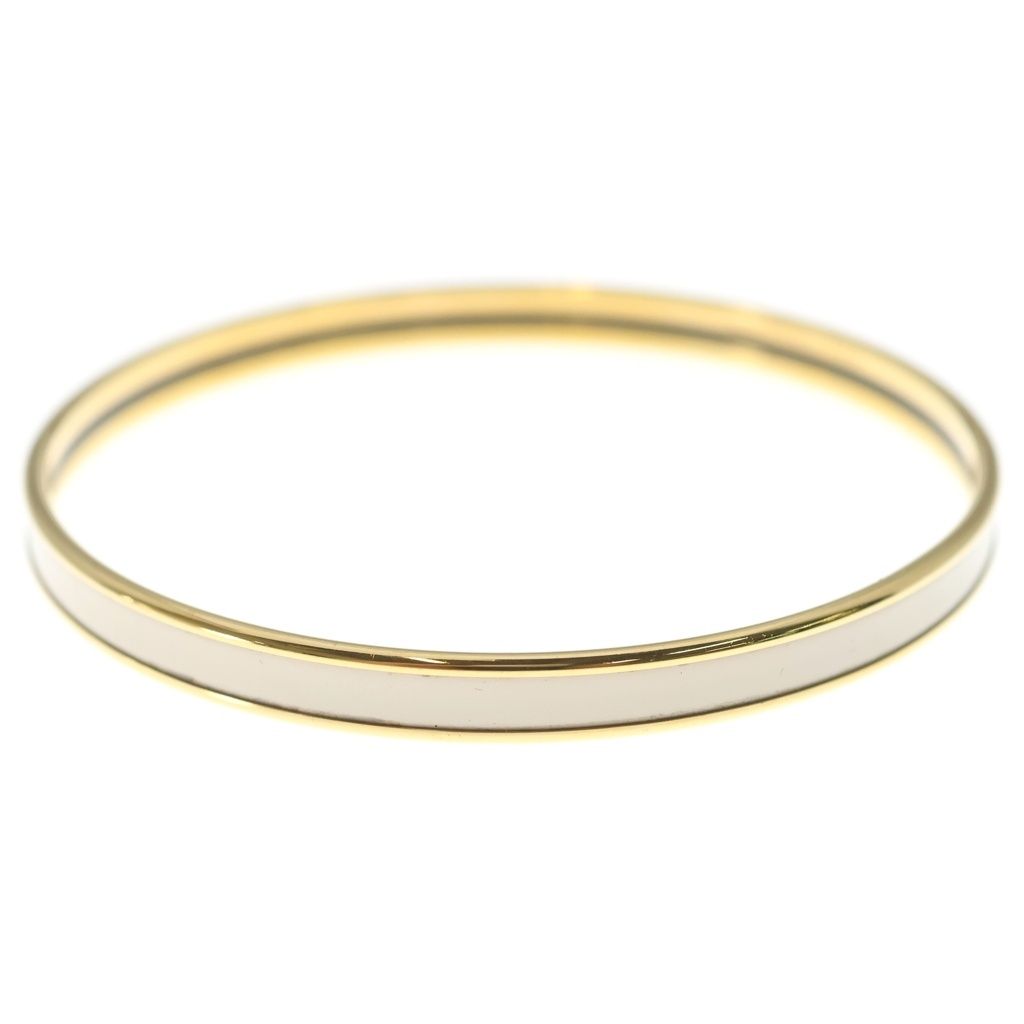 Hermes Extra Fan Enamel White Gold Bracelet Bangle White — view 4