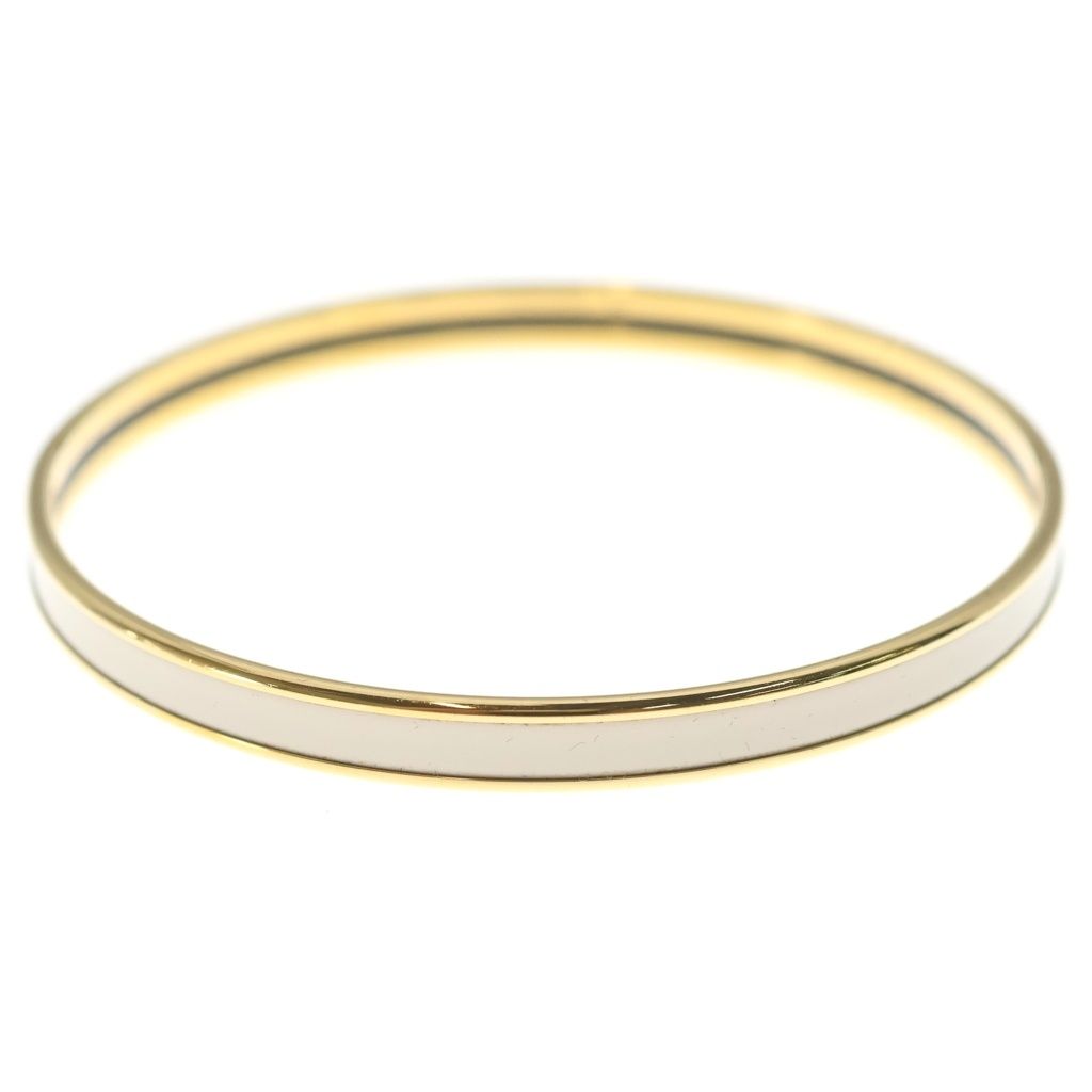 Hermes Extra Fan Enamel White Gold Bracelet Bangle White — view 2