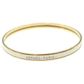 Hermes Extra Fan Enamel White Gold Bracelet Bangle White