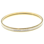 Hermes Extra Fan Enamel White Gold Bracelet Bangle White