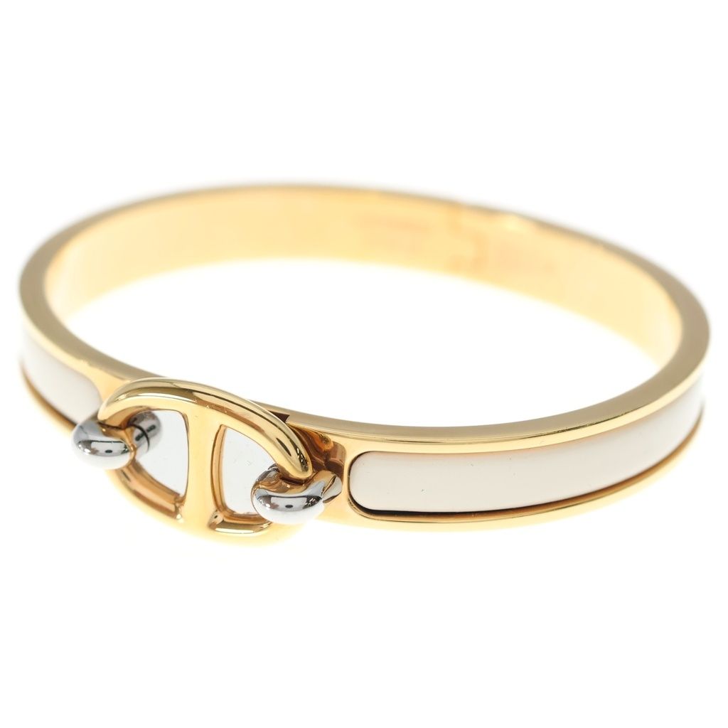 Hermes Chaine D'ancre Mini Click White Gold Bangle Bracelet White