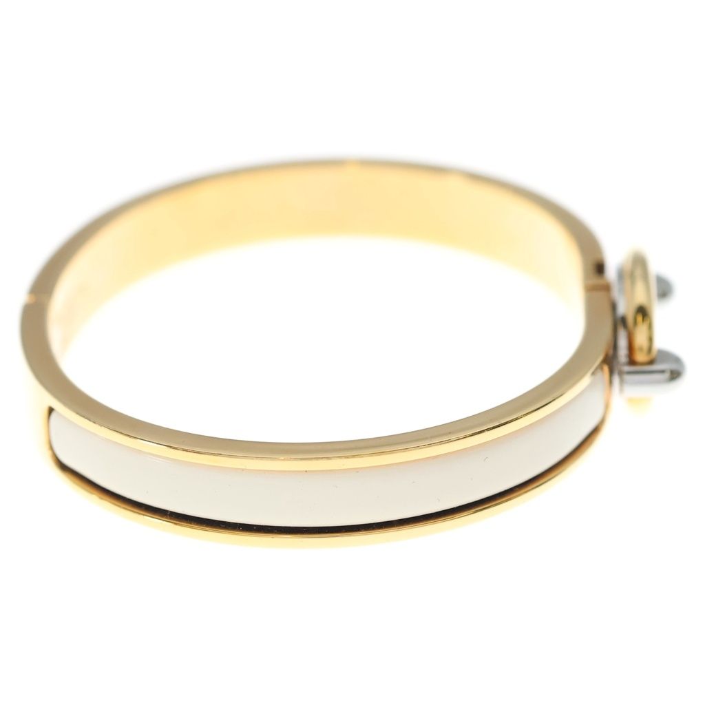 Hermes Chaine D'ancre Mini Click White Gold Bangle Bracelet White — view 3