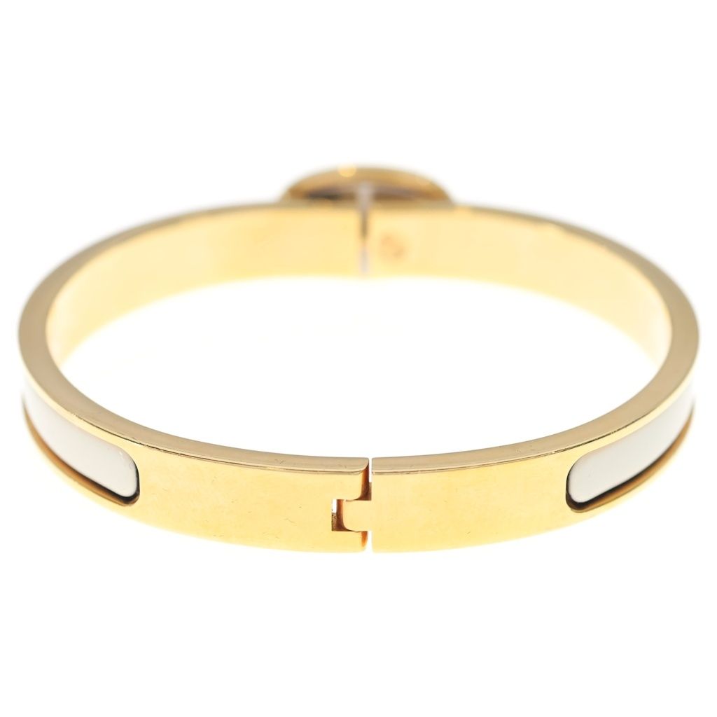Hermes Chaine D'ancre Mini Click White Gold Bangle Bracelet White — view 2