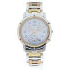 Hermes Clipper Chronograph SS Quartz Stainless Steel Watch White Dial