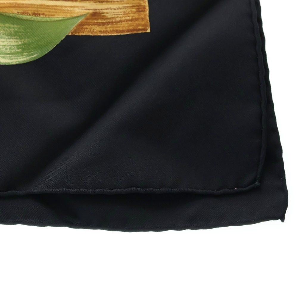 Hermes Carre 90 Oranges Fruit Orange Silk Scarf Black — view 3