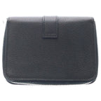 Saint Laurent Paris YSL Logo Silver Leather Zip Wallet Compact Bifold Black — view 2