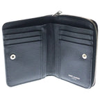 Saint Laurent Paris YSL Logo Silver Leather Zip Wallet Compact Bifold Black — view 4