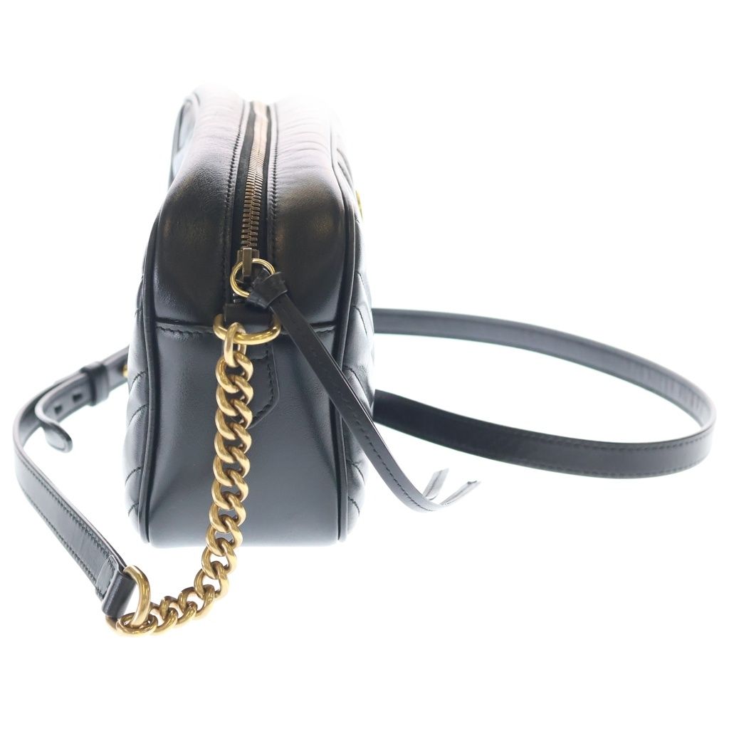 Gucci GG Marmont Leather Shoulder Bag Black — view 3