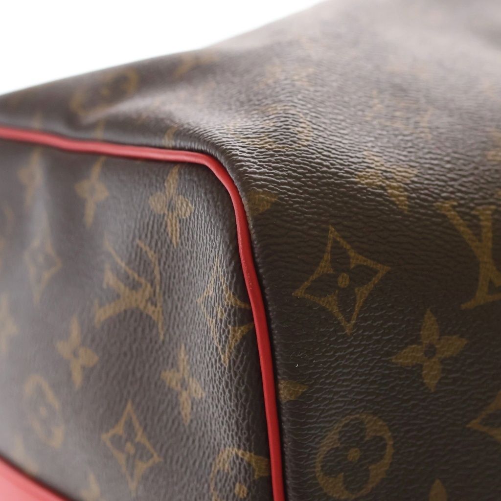 Louis Vuitton Monogram Keepall Bandouliere 50 Travel Bag Brown Popi Red Leather — view 5