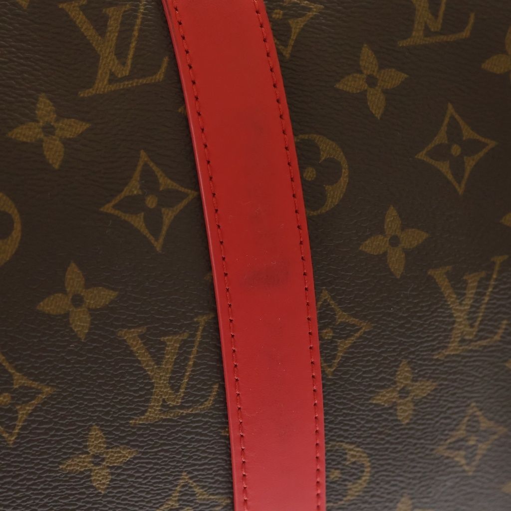 Louis Vuitton Monogram Keepall Bandouliere 50 Travel Bag Brown Popi Red Leather — view 6