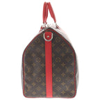 Louis Vuitton Monogram Keepall Bandouliere 50 Travel Bag Brown Popi Red Leather — view 3