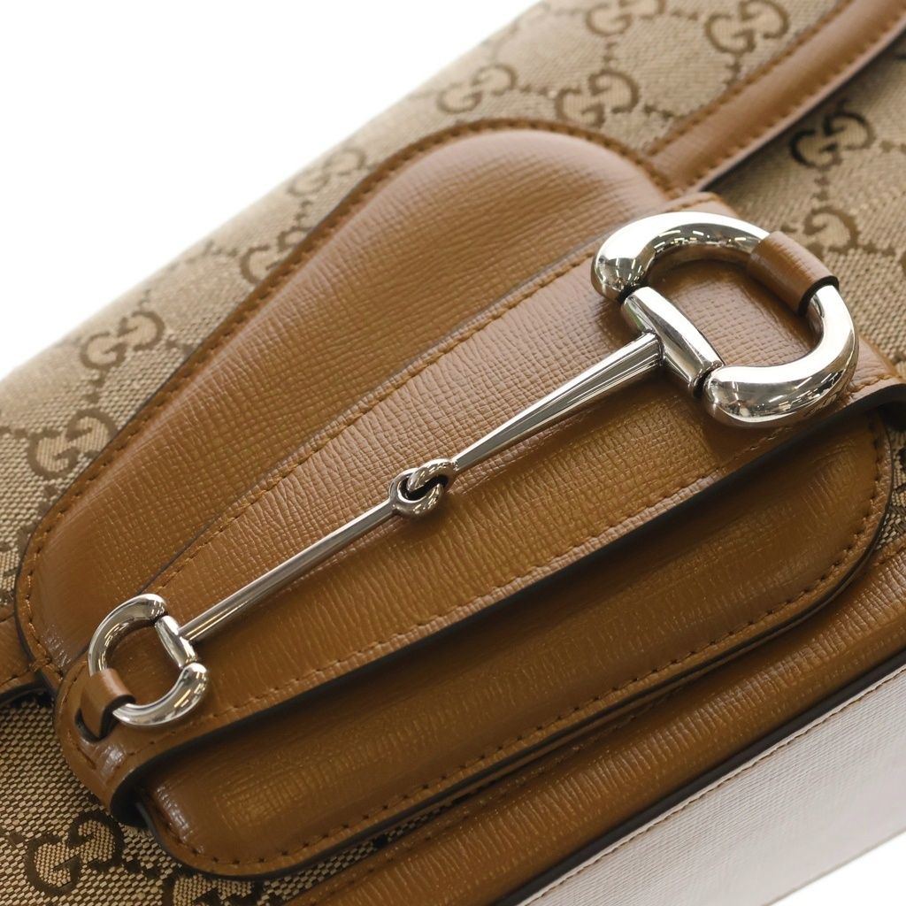 Gucci GG Canvas Hose Bid Billie Irish Collaboration Shoulder Bag Beige Leather — view 6