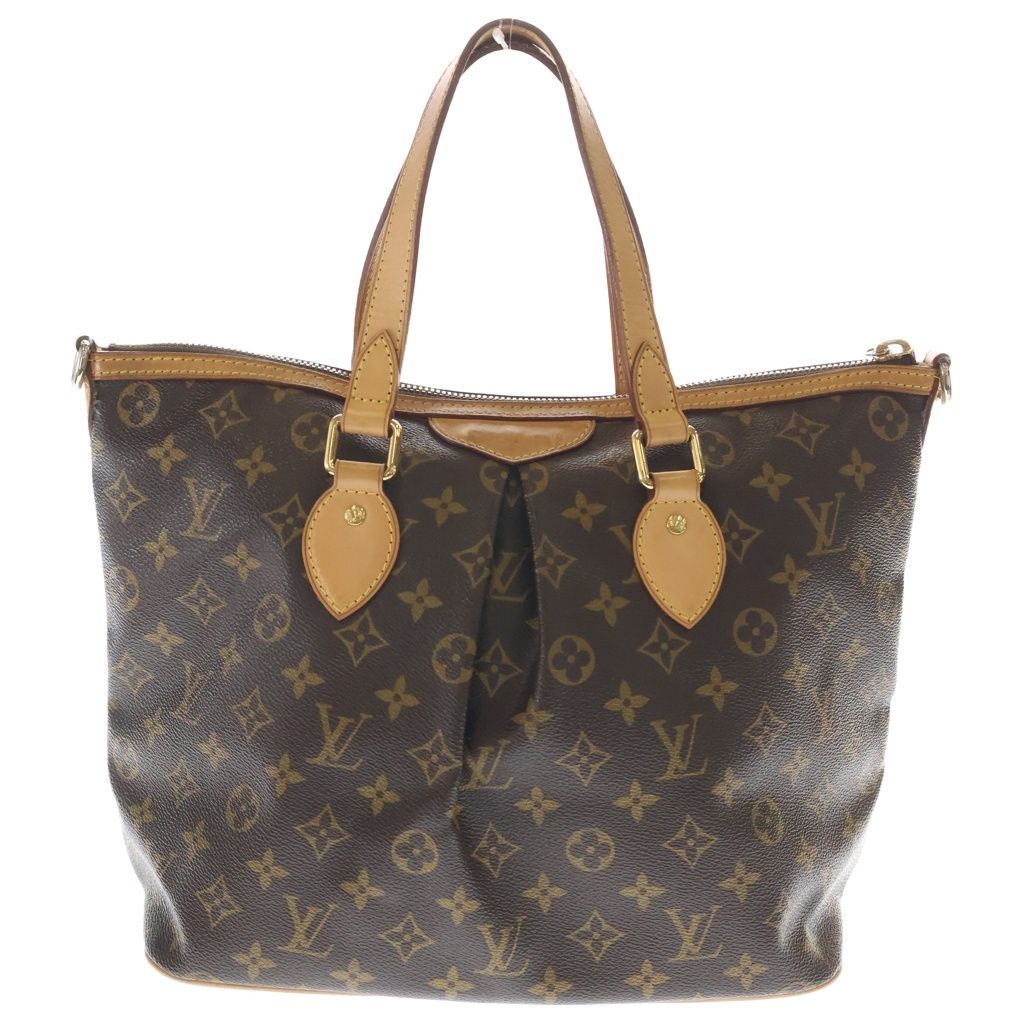 Louis Vuitton Monogram Palermo PM 2-Way Shoulder Bag Brown Leather Gold — view 2