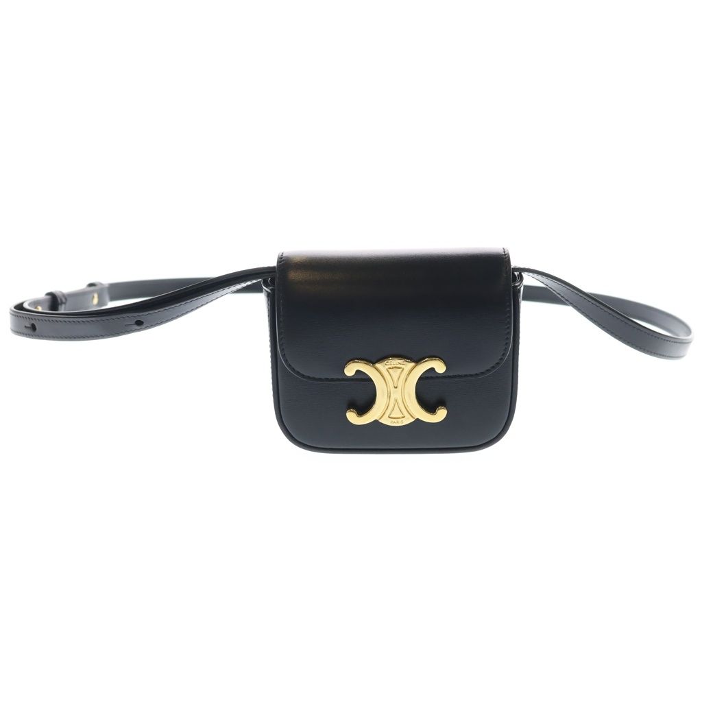 Celine Triomphe Mini Claude Leather Shoulder Bag Black