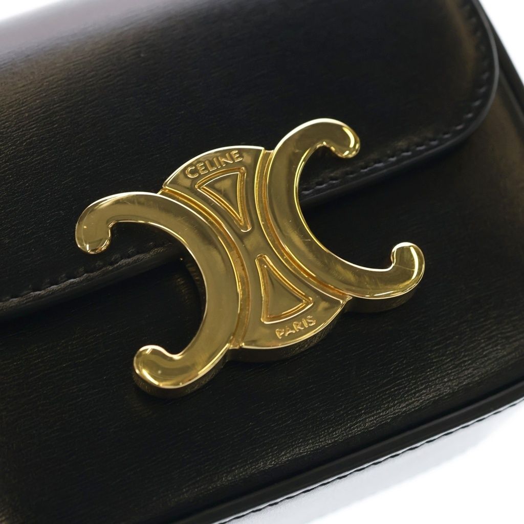 Celine Triomphe Mini Claude Leather Shoulder Bag Black — view 6