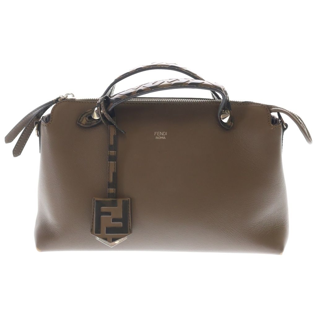 Fendi by the Way 2-Way Shoulder Bag Zucca Pattern Brown Leather Silver