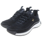 Chanel CC Logo Suede Leather Sneakers Black — view 2