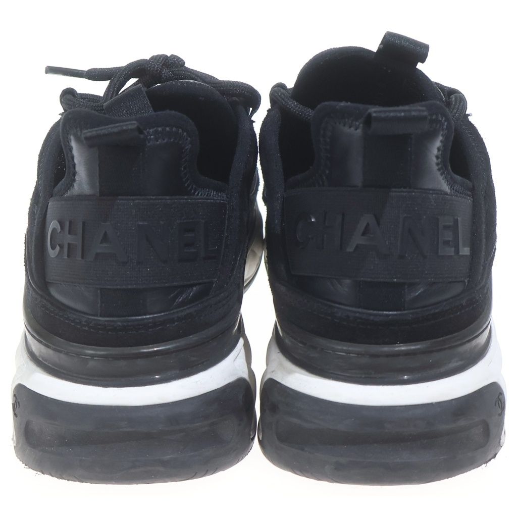 Chanel CC Logo Suede Leather Sneakers Black — view 3