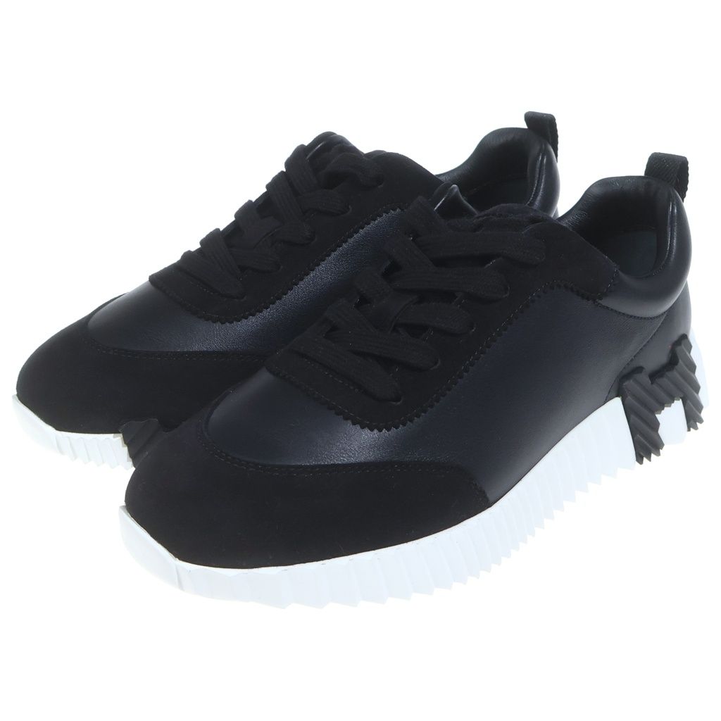 Hermes Bouncing Logo Leather Sneakers Black — view 2